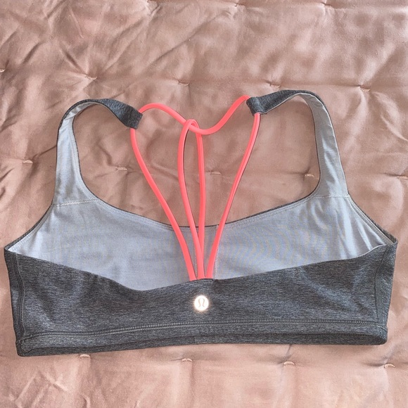 Lululemon sports bra heather grey & neon pink - Picture 2 of 5
